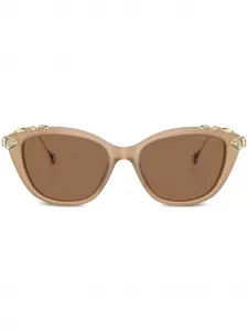 Солнцезащитные очки в оправе 'кошачий глаз' с кристаллами Swarovski, коричневый