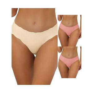 3 пачки женских трусиков-бикини Traceable No Show Stretch Allegra K, Mid Pink Beige