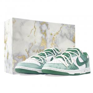 Nike Кроссовки для скейтбординга Dunk Bamboo Blessing Breeze с амортизацией, износостойкие, низкие, унисекс, бело-зеленые