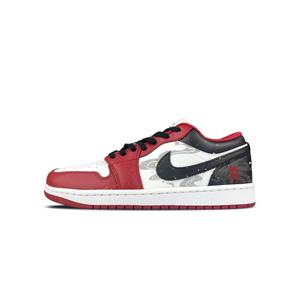 Jordan Air 1 устойчивые к истиранию низкие баскетбольные кроссовки Unisex красные белые черные