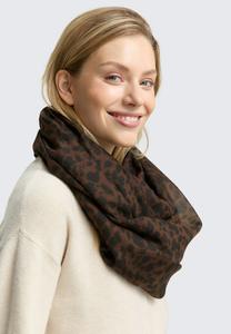 Шарф TOM TAILOR Snood, Brown/Black Small Leo Print/Brown