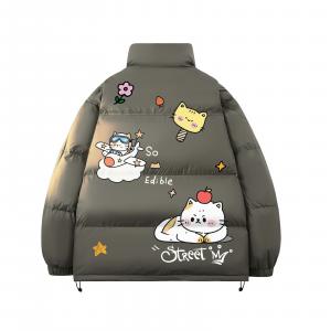 Пуховик Unisex с воротником стойкой утепленный HUANQIU, серый зеленый