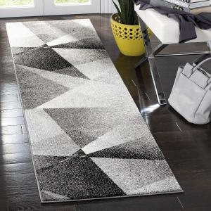 Ковер-ковер-дорожка SAFAVIEH, 69 x 244 см, Porcello Collection, светло-серый и charcoal, современный абстрактный дизайн, не линяет и прост в уходе, идеален для помещений с высокой проходимостью в гостиной, спальне (PRL6939D)