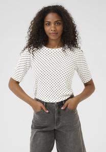 Футболка Kaffe KALIZ, Chalk Black Dot Print/White