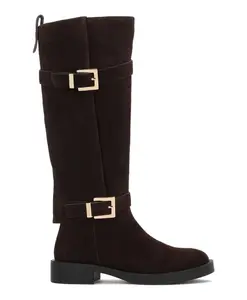 Коричневые замшевые сапоги с двойным голенищем Kazar, коричневый