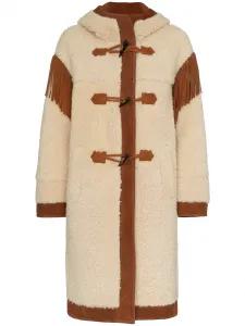 Дубленка с бахромой на плечах Philosophy Di Lorenzo Serafini, нейтральный