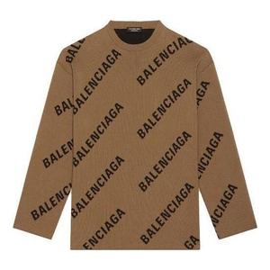 Свитер all over logo crewneck wool knit sweater 'light brown' Balenciaga, коричневый