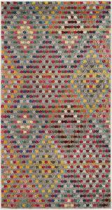 Ковер SAFAVIEH, 67 x 122 см, Monaco Collection, Multi & Beige, дизайн Boho Diamond, без линьки и простой в уходе, идеален для помещений с высокой проходимостью: прихожая, гостиная, спальня (MNC204F)