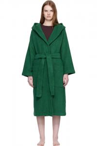 Tekla Зеленый махровый халат с капюшоном