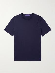 Футболка из хлопка-флис с вышитым логотипом RALPH LAUREN PURPLE LABEL, темно-синий