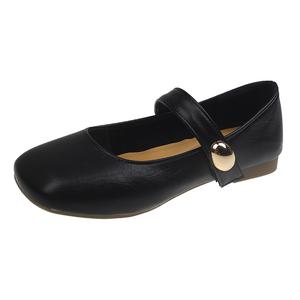 WUJI Женские туфли Мэри Джейн на массивном каблуке черные, цвет Black