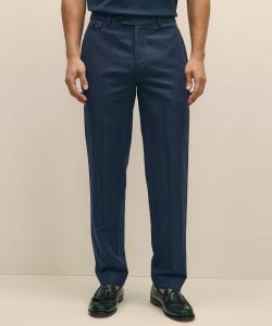 Брюки из льна/хлопка, однотонные, с гладкой передней частью, стандартного кроя.