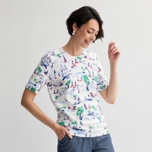 Женский пуловер с принтом и рукавами до локтя Croft & Barrow, цвет blue calm scenic