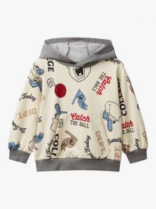 Детская толстовка с принтом из хлопка Benetton, Cream/Multi