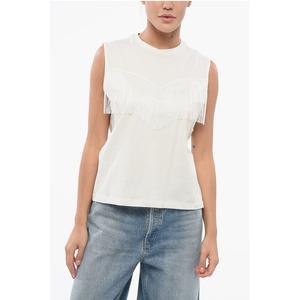 Хлопковый топ TWILIGHT с бахромой Pinko, White