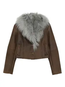 Куртка из овчины с меховым воротником Patrizia Pepe, коричневый
