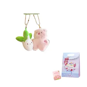 Очаровательный маленький брелок поросенок щенок капибара кот богатства ягненок панда кукла плюшевый подвес 12см высота Jinnew, белый