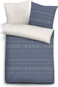 Двустороннее постельное белье Mako Satin 636141-290, размер 200x200/2x80x80 см, синий Biberna