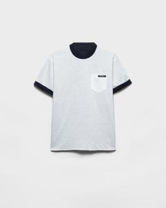 Двусторонняя хлопковая футболка Prada, белый/темно-синий