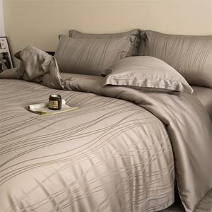 UJNHGQ Комплект постельного белья из натурального мягкого шелковистого жаккарда со стильным узором Color 3