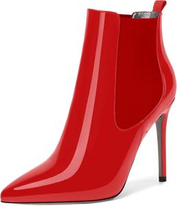 Женские ботильоны NUMALEO с острым носком, на шнуровке, из лакированной кожи, на высоком каблуке-стилете, 10 см, Red