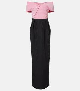 Амаро платье из тафты с открытыми плечами Rebecca Vallance, Black/Pink