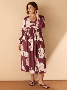 Платье-рубашка Curve Floral Midaxi Live Unlimited, Red