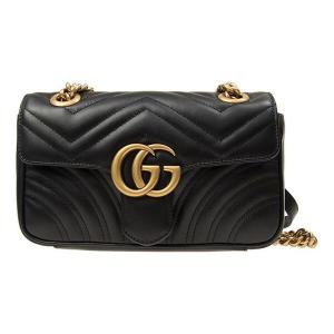 Сумка gg marmont leather single-shoulder chain bag mini black Gucci, черный