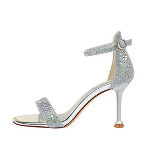 QITUMAUL Сандалии на ремешках 8,5 см женские серебристые, цвет Silver[Heel Height 8.5cm]