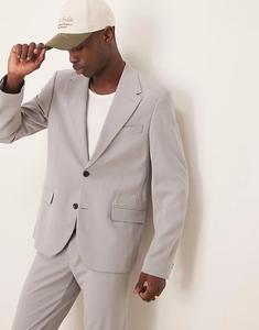 Пиджак узкого кроя, растягивающийся в четырех направлениях, серый Asos Design