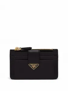Кошелек на молнии с логотипом Prada, черный