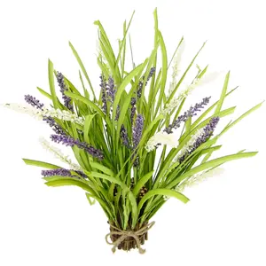 И.ГЕ.А. Искусственное растение «Пучки травы» с цветами лаванды I.Ge.A., фиолетовый/белый