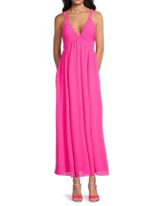Шифоновое платье макси Jia со сборками Area Stars, фуксия