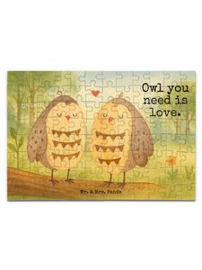 Mr. & Mrs. Panda Дизайн пазла «Сова любви» с надписью, выполненной белым цветом