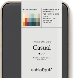 Простыня Schlafgut "CASUAL" хлопковая 180-200х200 см, 1 шт., серый