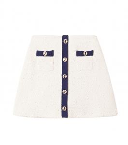 Юбка из твида с пайетками Self-Portrait Kids, кремовый