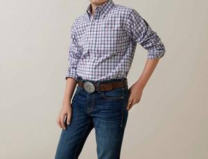 Рубашка Pro Series Meir Classic Fit для мальчиков в белом/фиолетовом цвете ARIAT