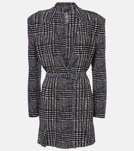 Мини-платье в клетку с поясом Norma Kamali, Glen Plaid