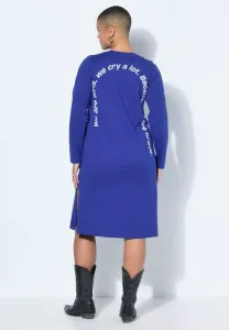 Платье средней длины с принтом и длинными рукавами из трикотажа Studio Untold, Blue