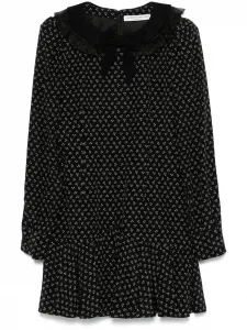 Шелковое платье мини с цветочным принтом Alessandra Rich, черный