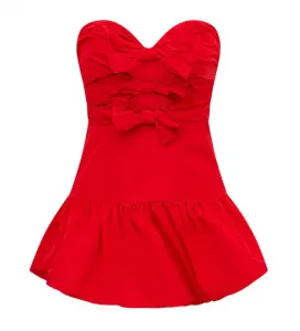 LoveShackFancy Платье мини с бантом Woodlow Размер S, красный