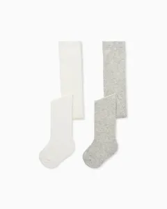 Набор из 2 детских колготок Zippy, серый/белый