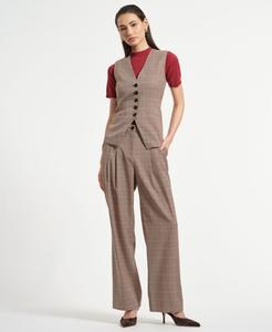 Женский клетчатый жилет без рукавов Isaac Mizrahi, Taupe Plaid