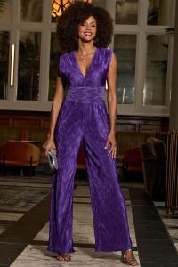 Комбинезон с широкими штанинами Plisse Sosandar, фиолетовый