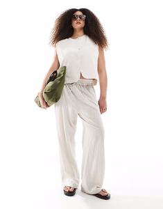 ОДИНОЧНЫЕ брюки Curve из смеси льна бежевого цвета с застежкой