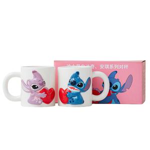 Набор парных кружек Stitch Angel керамические 300мл Disney, Stitch Angel Heart Matching Couple Cups