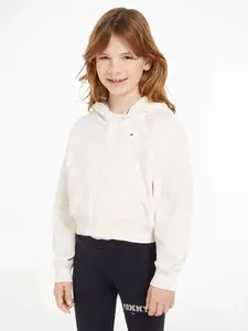 Толстовка Tommy Hilfiger "VARSITY EMBROIDERED ZIP UP", для детей до 16 лет, с вышивкой логотипа, белый