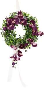 И.ГЕ.А. Искусственный венок "Орхидея", книжный венок, праздничное украшение, свадебное украшение, украшение стены I.GE.A. 25х40х9 см, цвет violett