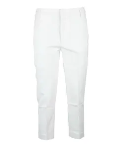 Брюки Ariel из смесовой хлопковой ткани с застежкой-молнией. Dondup, белый