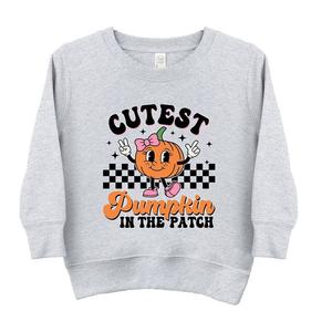 Толстовка с рисунком в клетку для малышей Cuteest Тыква The Juniper Shop, цвет Heather Grey